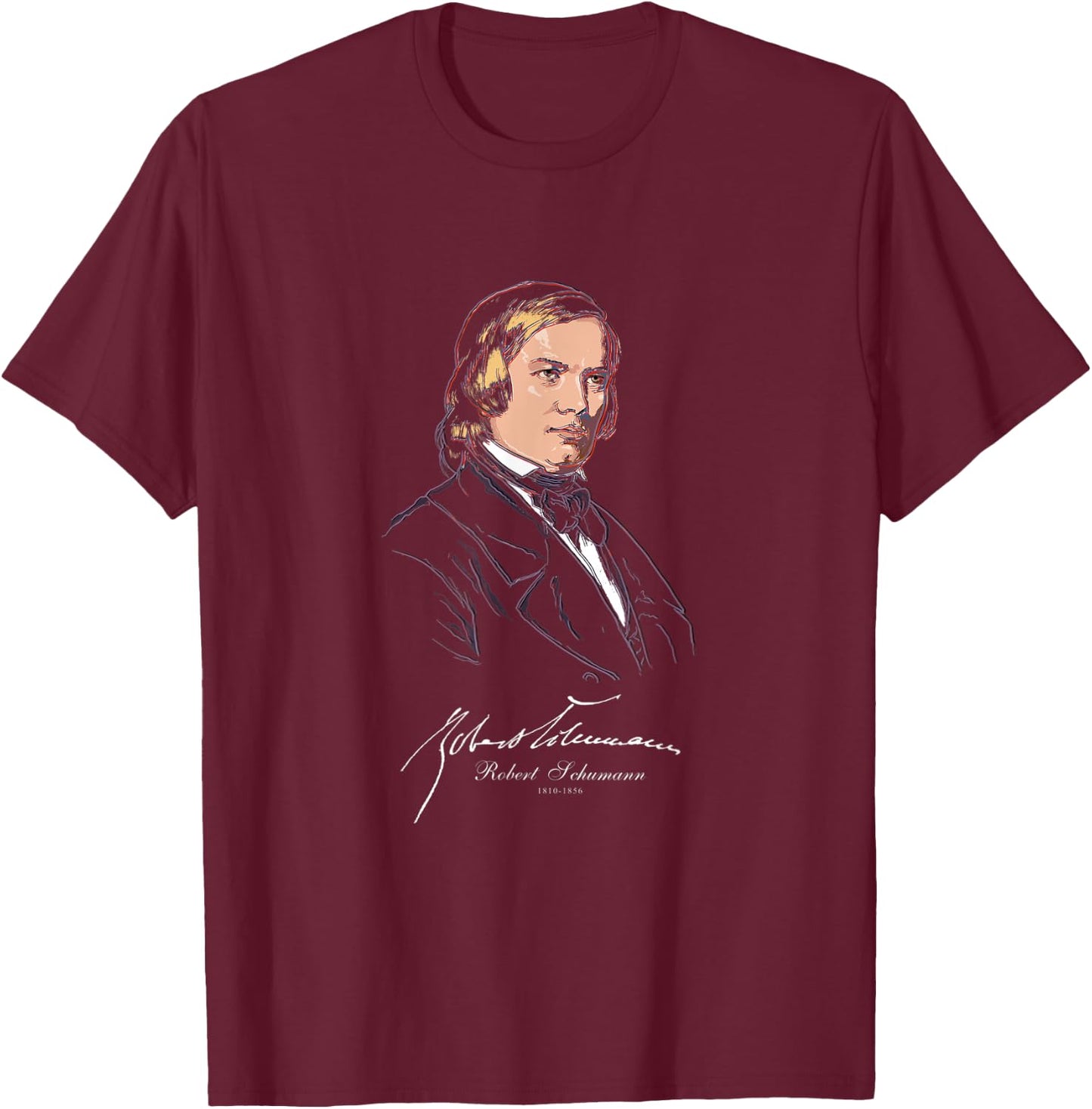 Robert Schumann-German Composer-Classical Music-Piano T-Shirt - T-Shirt | Maroon
