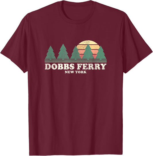 Dobbs Ferry NY Vintage Throwback Retro 70s Design T-Shirt - T-Shirt | Maroon