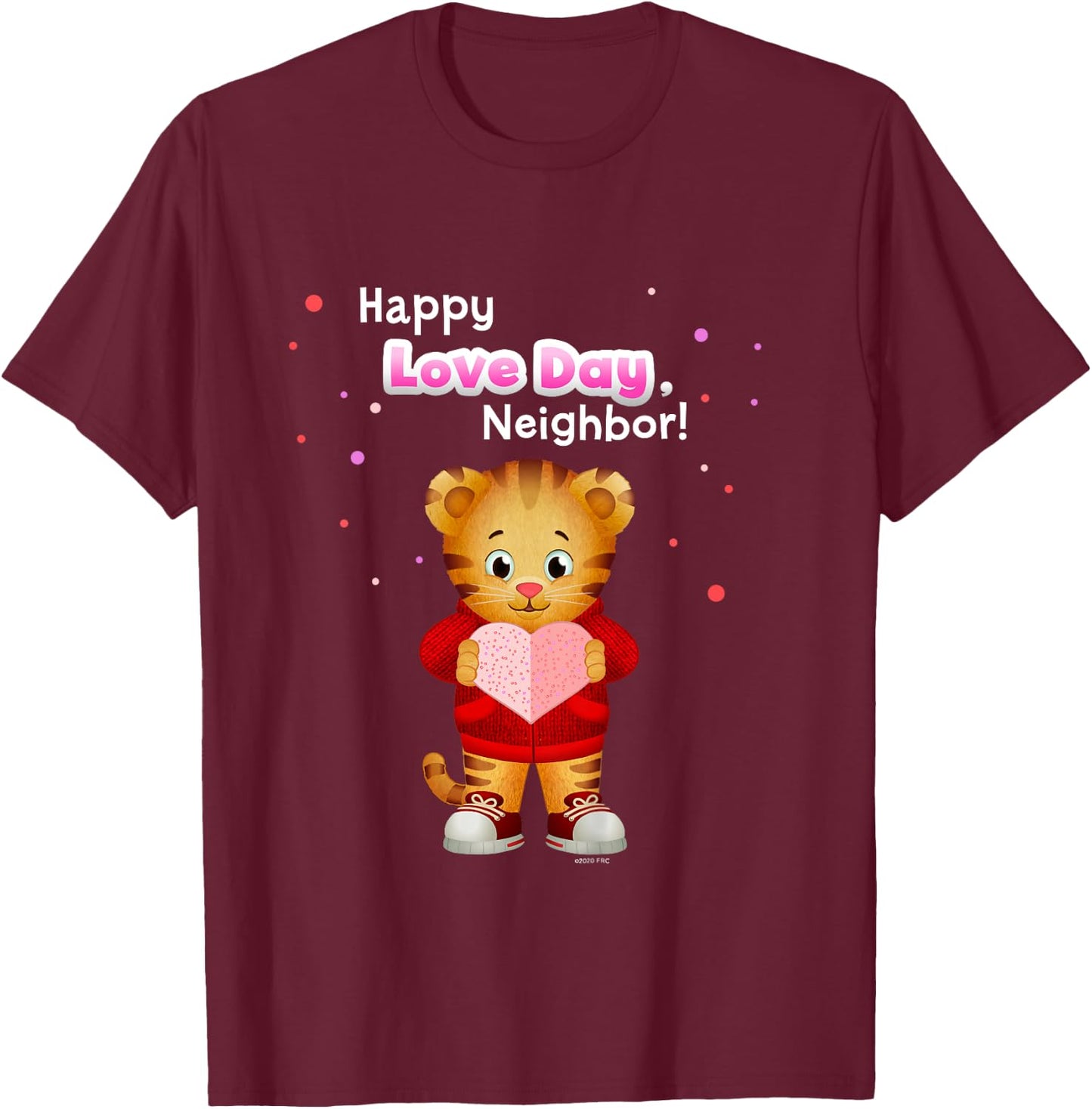Happy Love Day, Daniel Tiger! (White/Pink) T-Shirt - T-Shirt | Maroon