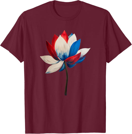 Red White Blue Lotus Symbol I'm With Her Kamala Watercolor T-Shirt - T-Shirt | Maroon