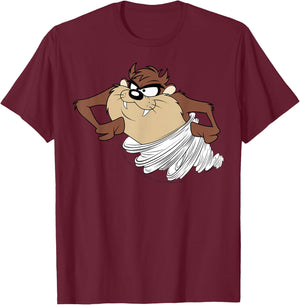 Looney Tunes Tasmanian Devil Tornado Retro Poster T-Shirt - T-Shirt | Maroon