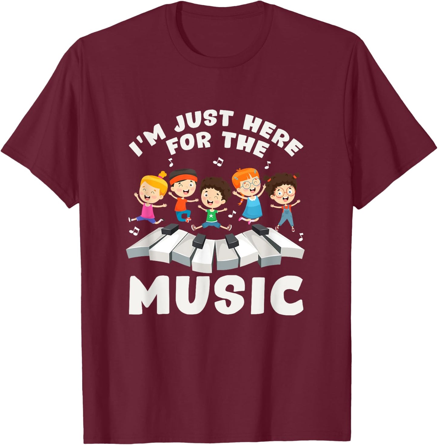 Back To School Teacher Im Just Here For The Music T-Shirt - T-Shirt | Maroon