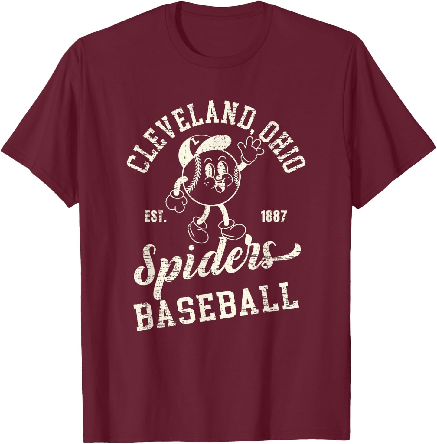 Vintage Cleveland Ohio Spiders Baseball T-Shirt - T-Shirt | Maroon