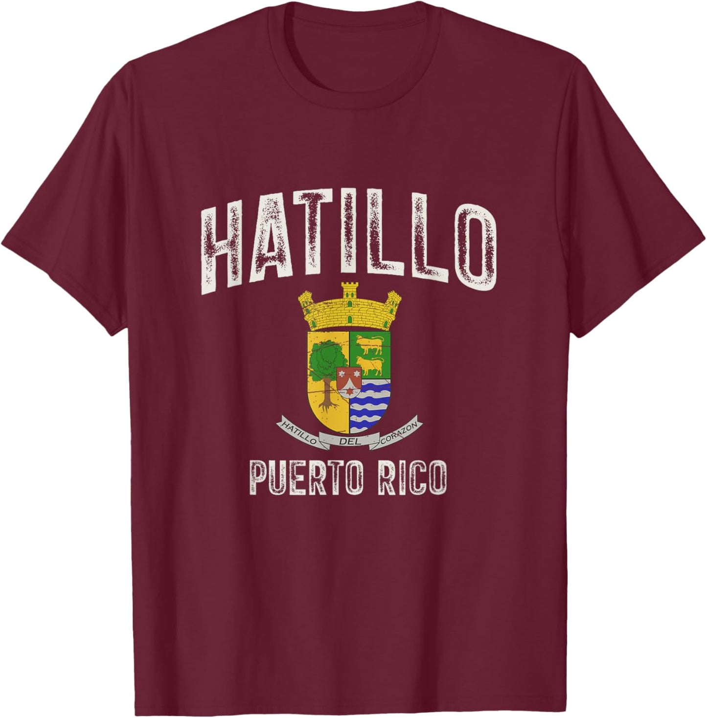 Hatillo City in Puerto Rico, Hatillo Armorial T-Shirt - T-Shirt | Maroon
