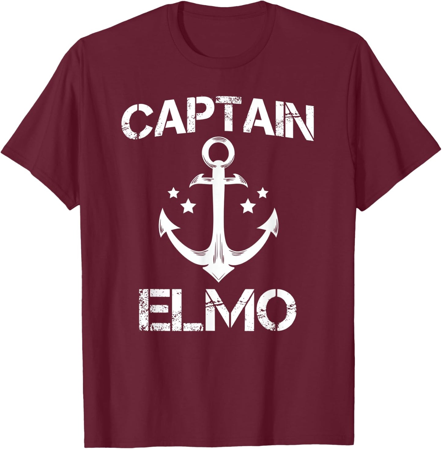 CAPTAIN ELMO Funny Birthday Personalized Name Boat Gift T-Shirt - T-Shirt | Maroon