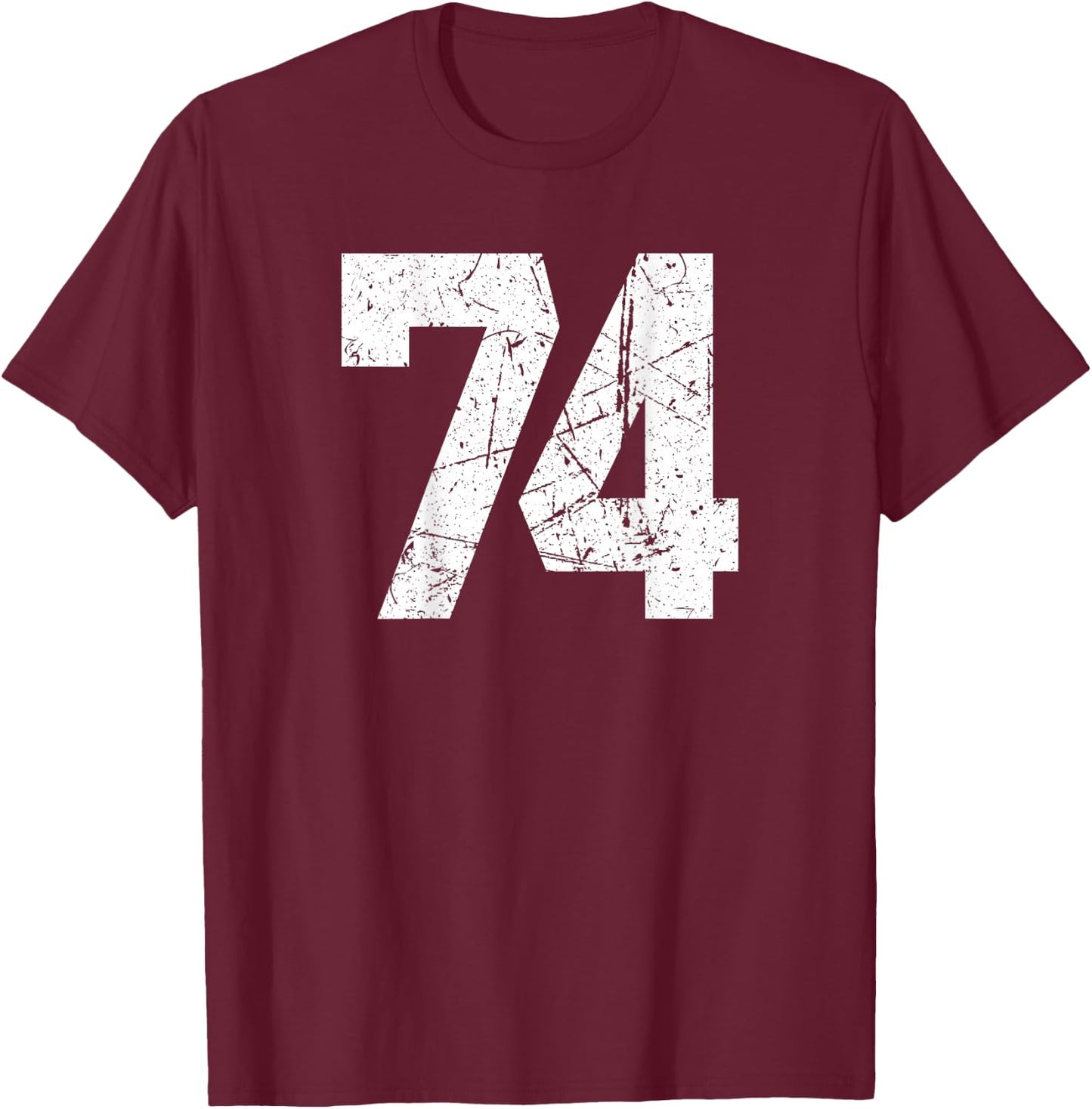 #74 Jersey Uniform Varsity Sports Number, 32nd Birthday T-Shirt - T-Shirt | Maroon