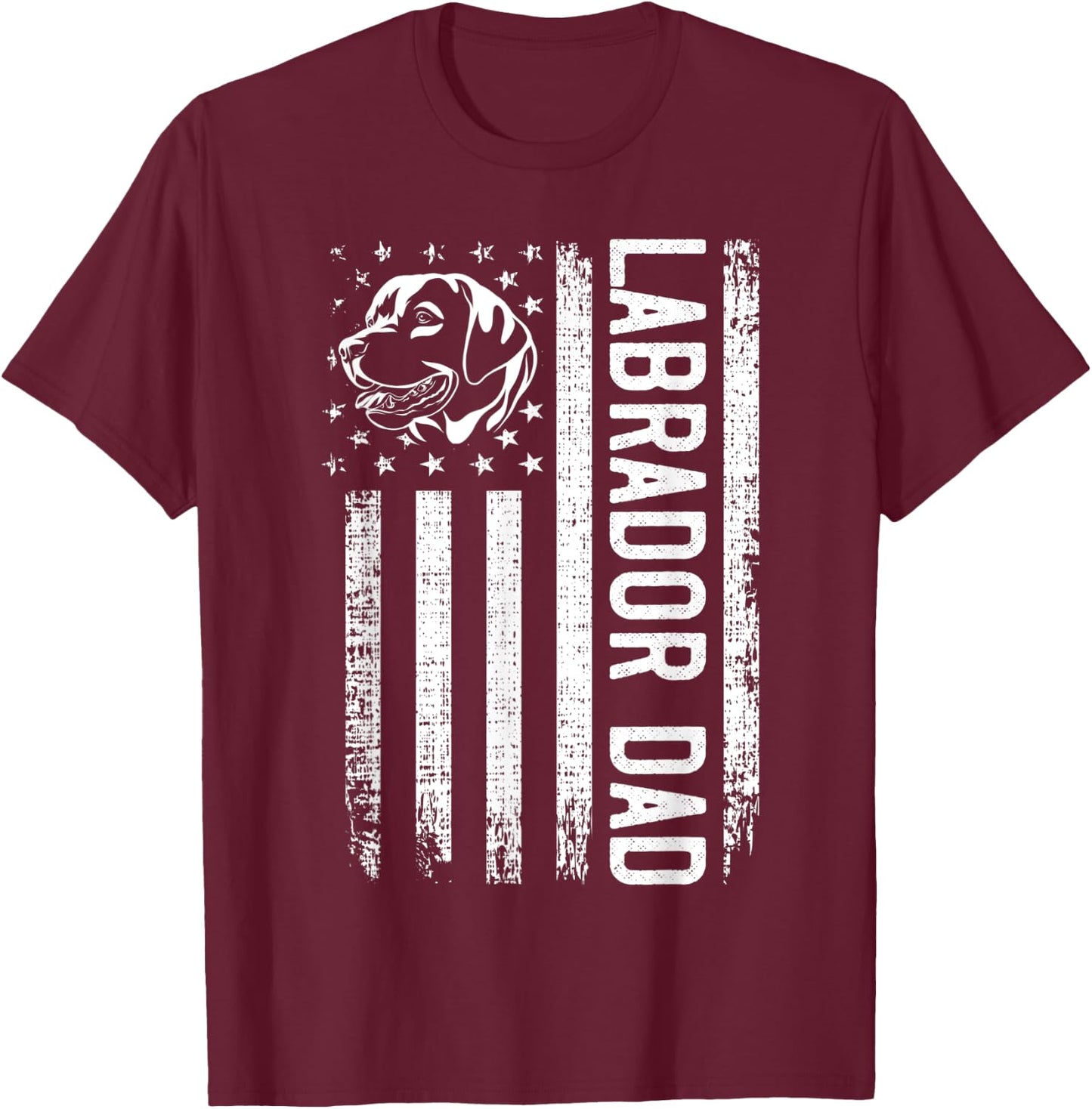 Labrador Retriever Dad Shirt American Flag Lab Dog Dad Men T-Shirt - T-Shirt | Maroon