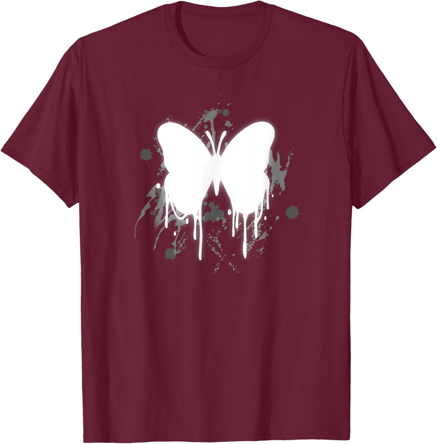 Y2K Fairy Grunge Fairycore Melting Butterfly T-Shirt - T-Shirt | Maroon