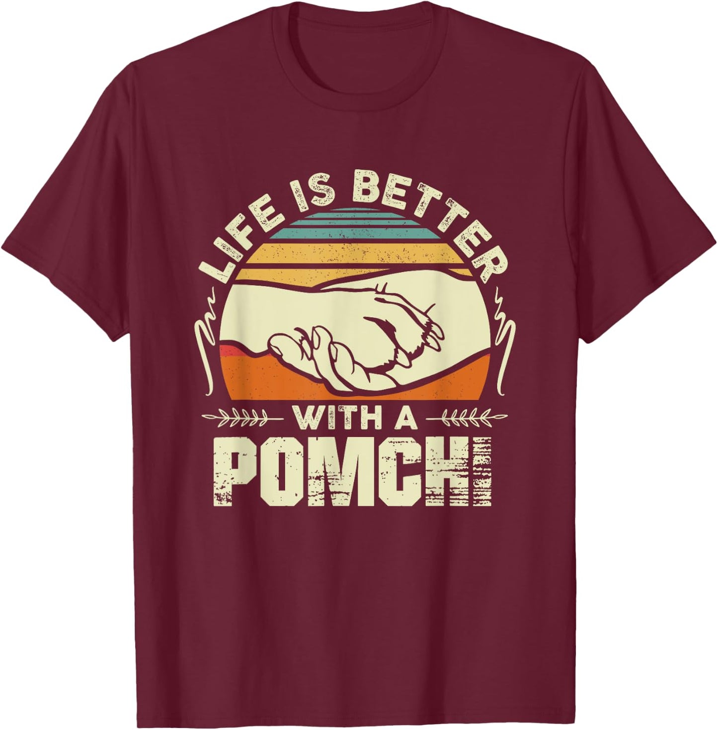 Pomchi Shirt Men Women Dog Mom Dog Lover T-Shirt - T-Shirt | Maroon