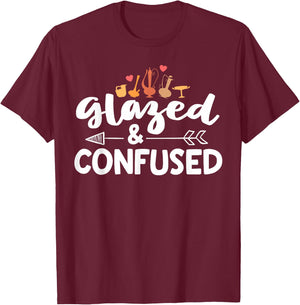 Funny Pottery Shirt Glazed And Confused Ceramic Artist Gift T-Shirt - T-Shirt | Maroon