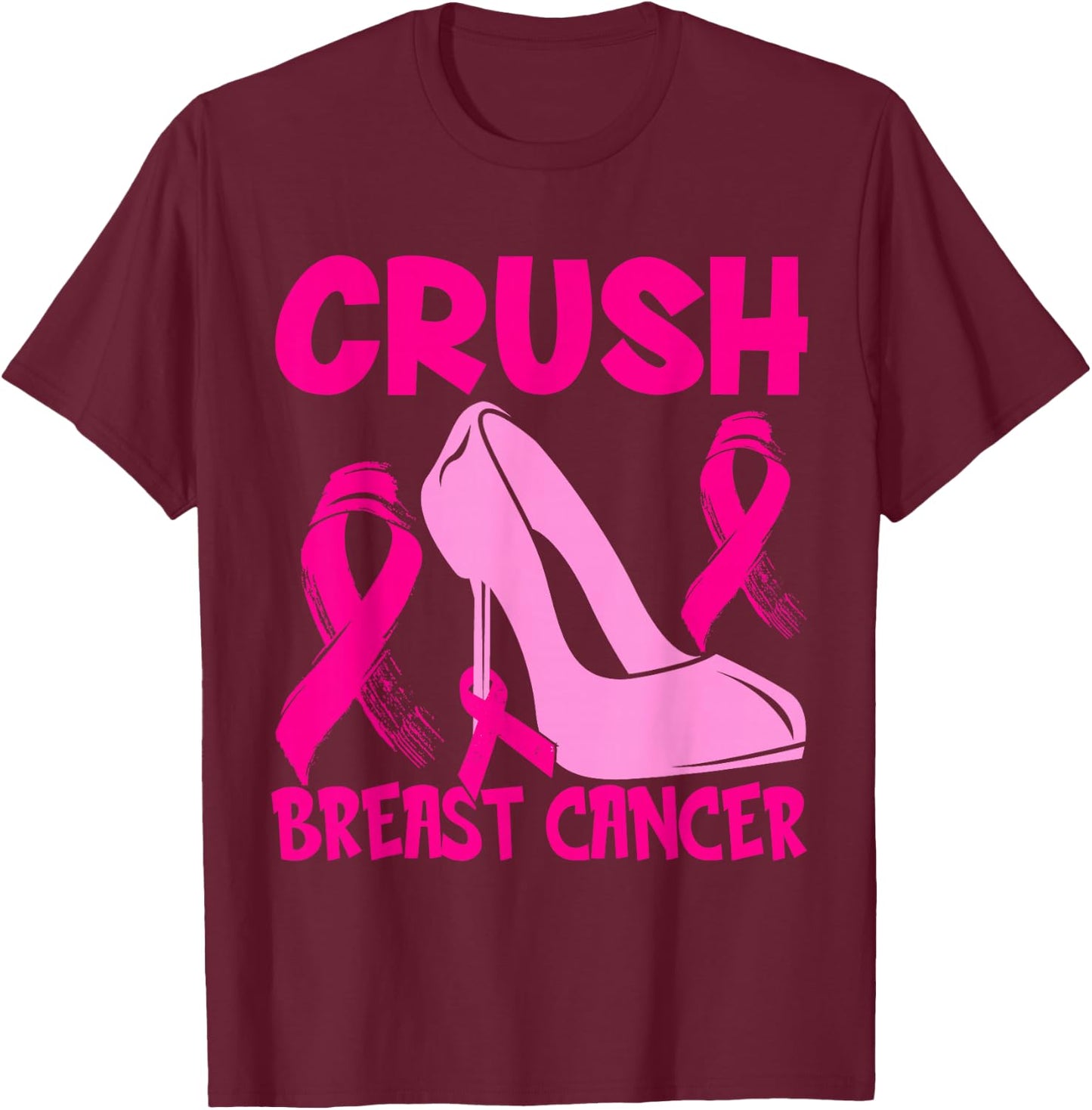 Crush Breast Cancer Awareness pink Men Boys Women T-Shirt - T-Shirt | Maroon
