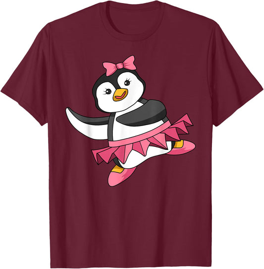Penguin Ballerina Dance Ballet Dancer Flightless Bird Lover T-Shirt - T-Shirt | Maroon
