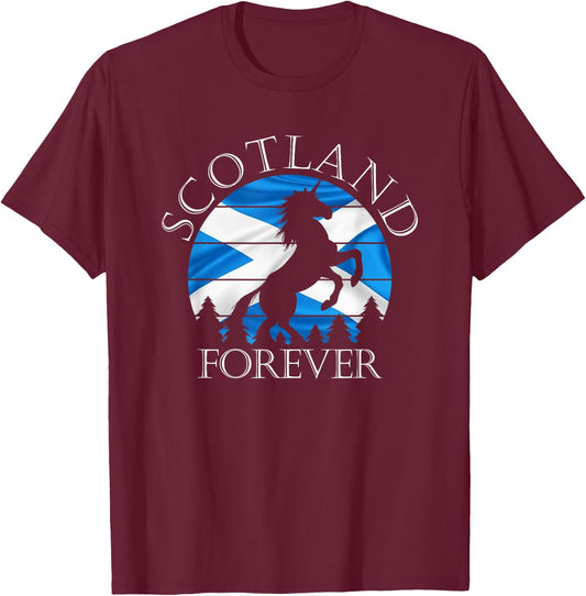 Scottish Pride Scotland Unicorn Scotland Flag Saltire T-Shirt - T-Shirt | Maroon