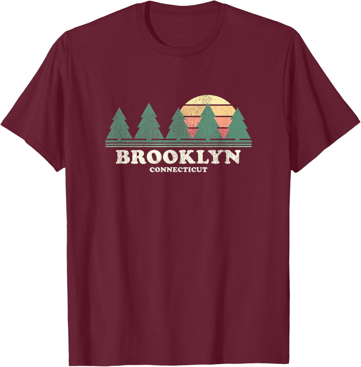 Brooklyn CT Vintage Throwback Retro 70s Design T-Shirt - T-Shirt | Maroon