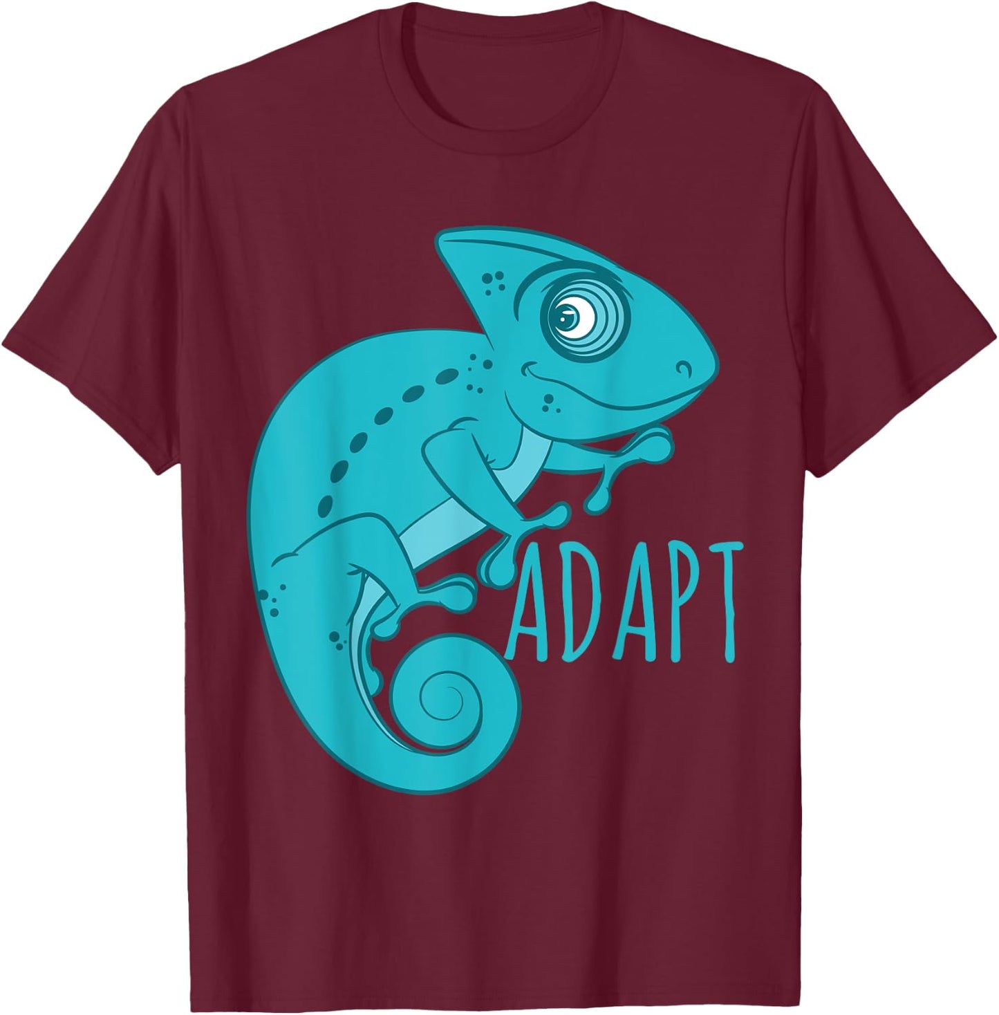 Chameleon T Shirt - Blue Art Chameleon - Adapt T-Shirt - T-Shirt | Maroon
