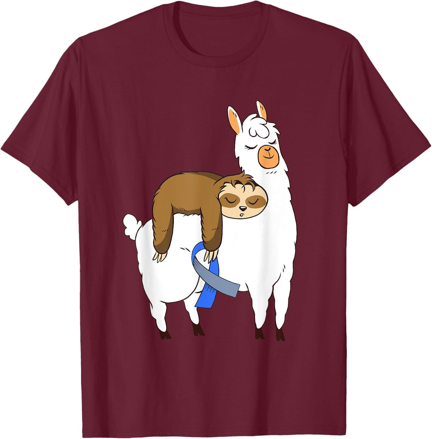 Cute Sloth Llama Type 1 T1D Diabetes Awareness Funny Gift T-Shirt - T-Shirt | Maroon