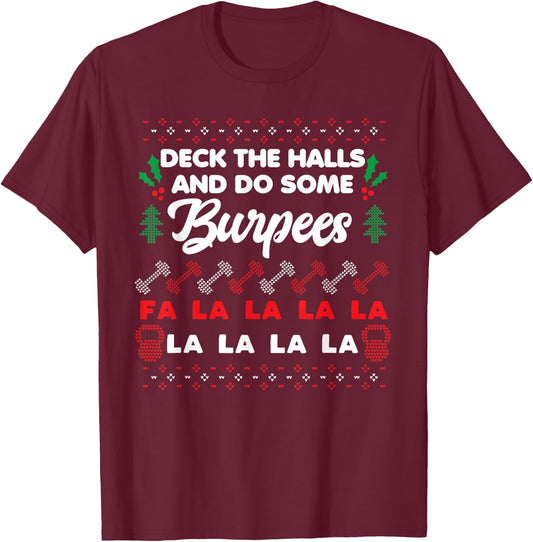 Funny Personal Trainer Christmas for Lifting & Burpees T-Shirt - T-Shirt | Maroon