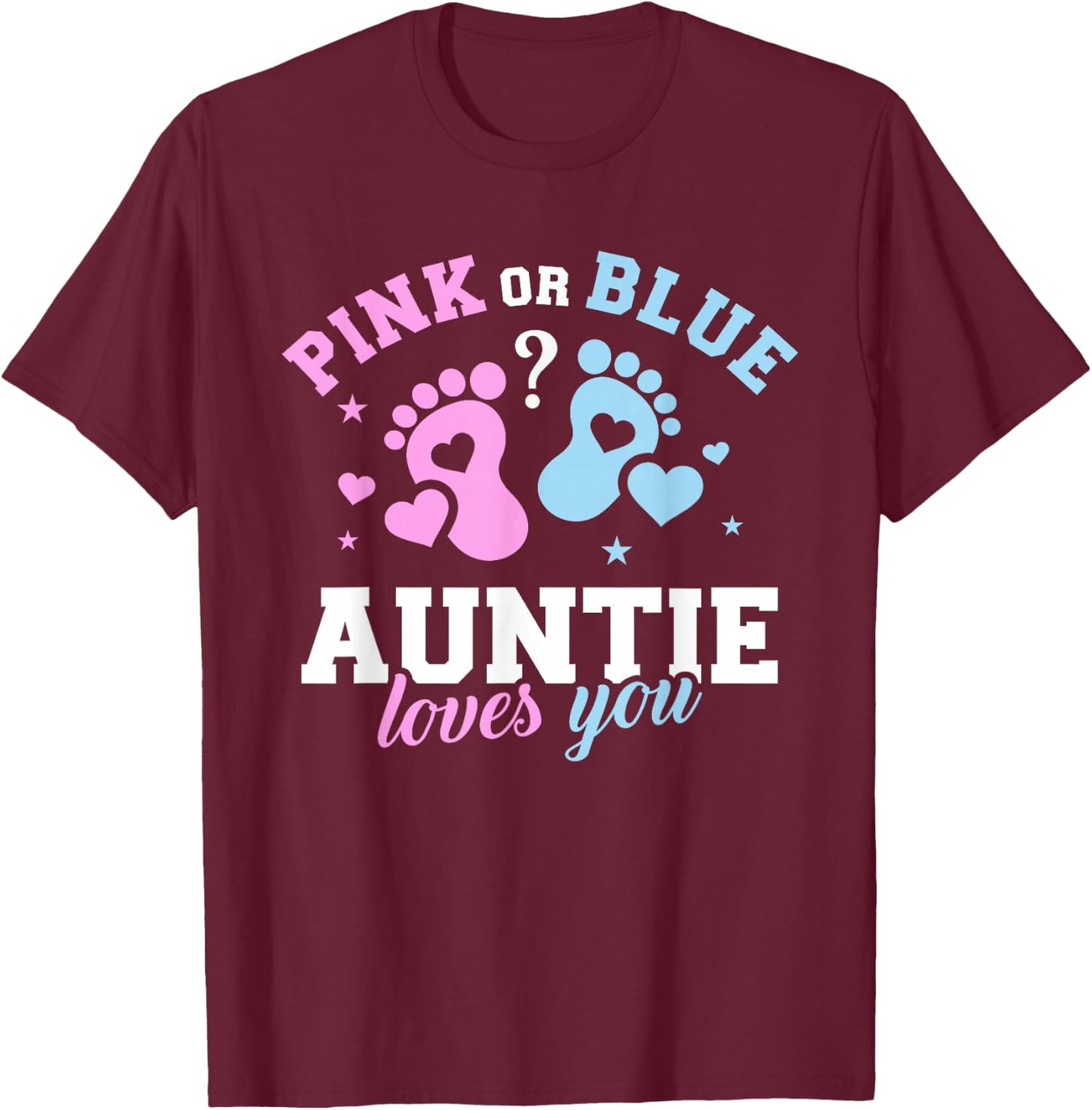 Gender reveal auntie aunt T-Shirt - T-Shirt | Maroon