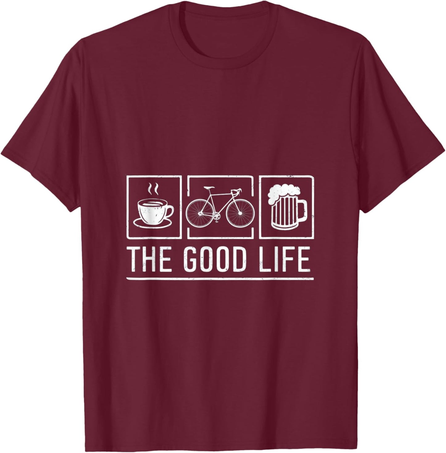 Funny Bicycle Beer Good Life Cycling T-Shirt - T-Shirt | Maroon