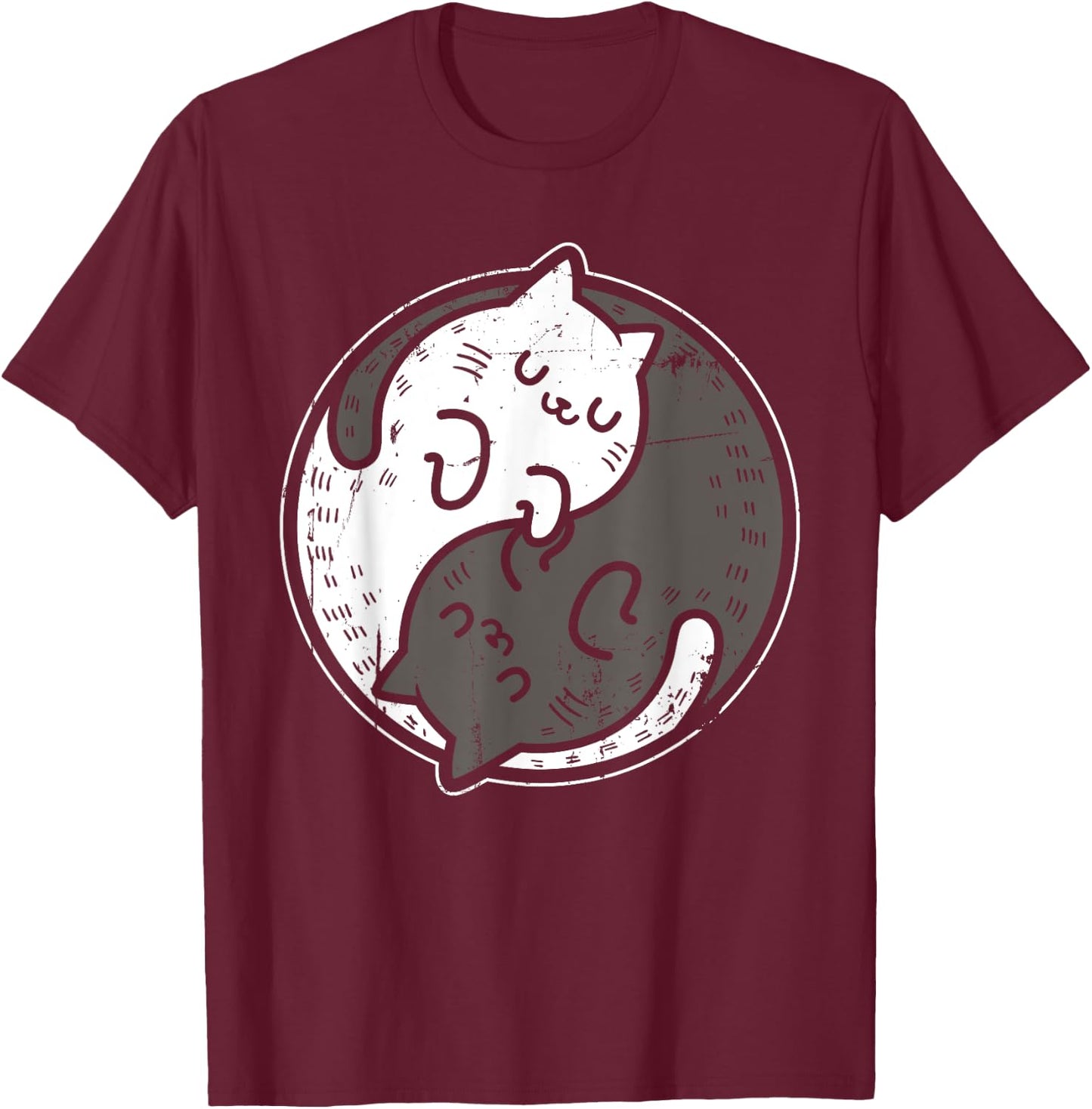 Yoga Cat Yin Yang Position Yoga Workout Gift Women T-Shirt - T-Shirt | Maroon