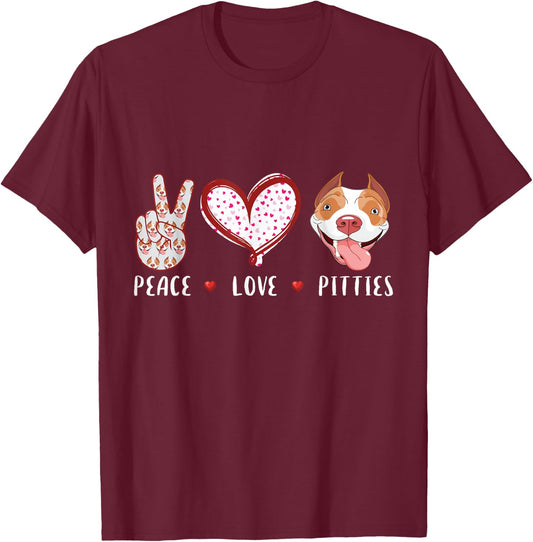 peace love pitties Pitbulls gift women kids pit bull T-Shirt - T-Shirt | Maroon