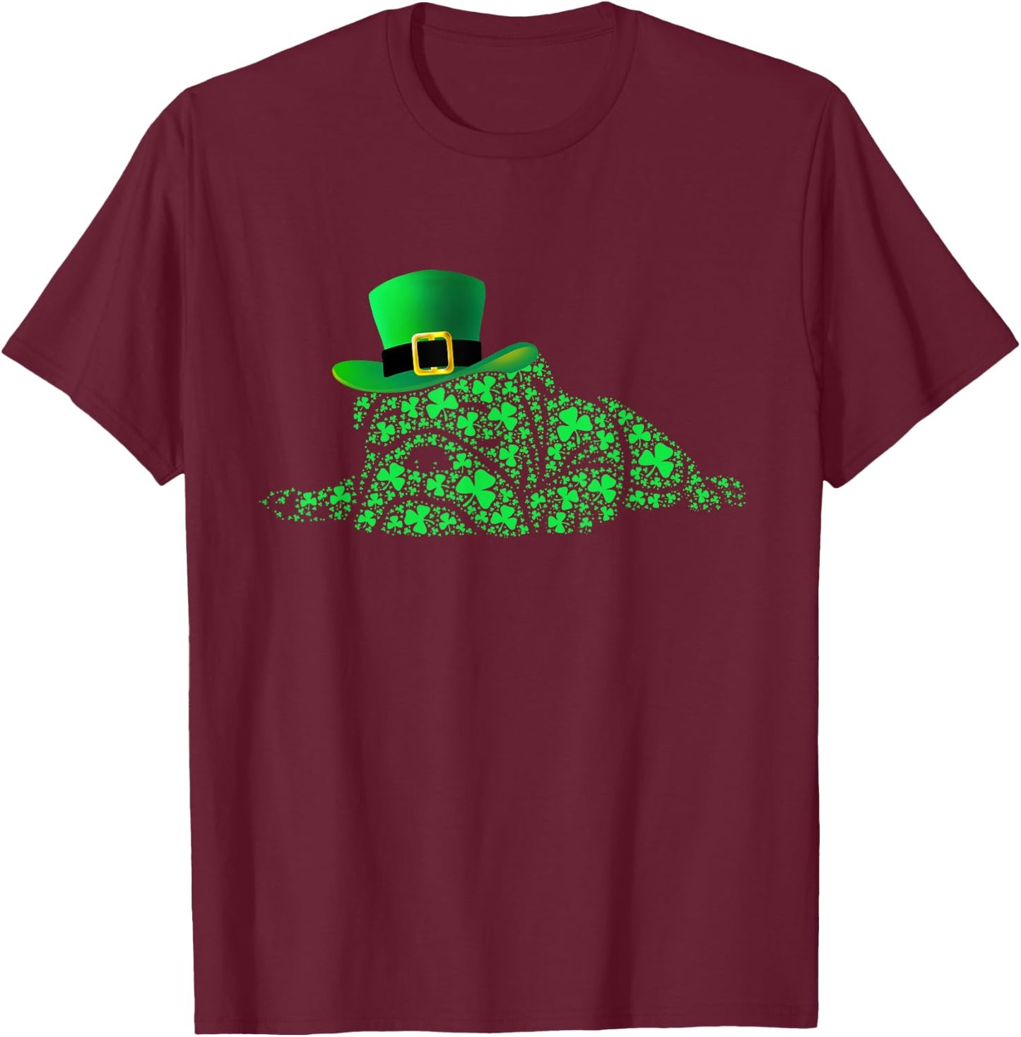 Irish English Bulldog Shamrocks Green Hat St Patricks Day Men Women Kids T-Shirt - T-Shirt | Maroon