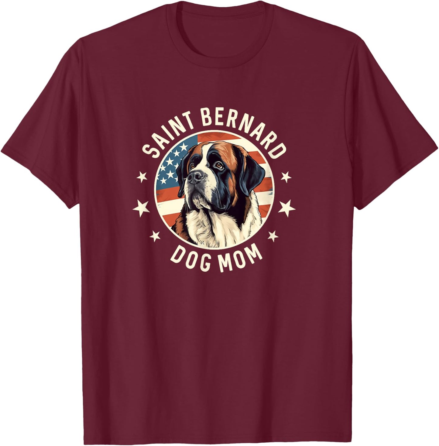 Saint Bernard Gifts Women, St. Bernard Dog Mom T-Shirt - T-Shirt | Maroon