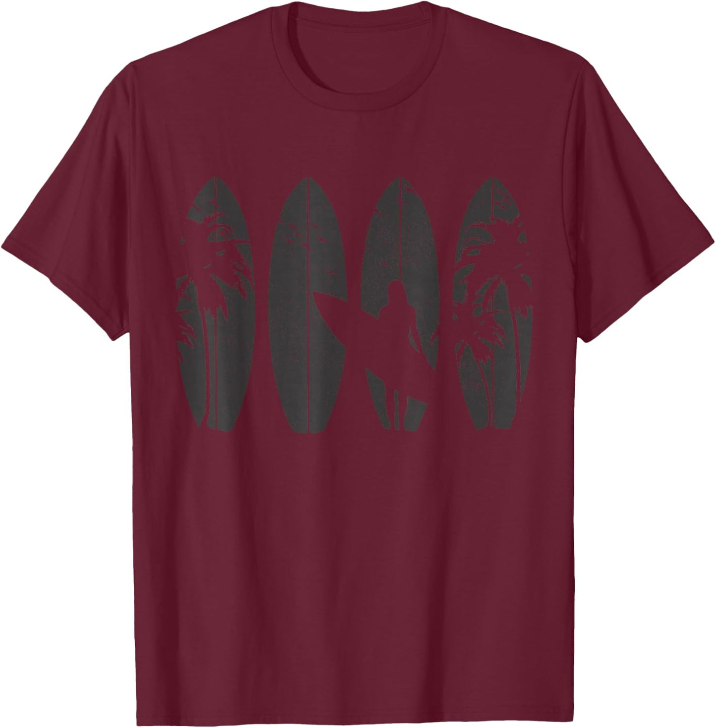 Surfer Gift Vintage Surfing Surf Board Beach T-Shirt - T-Shirt | Maroon