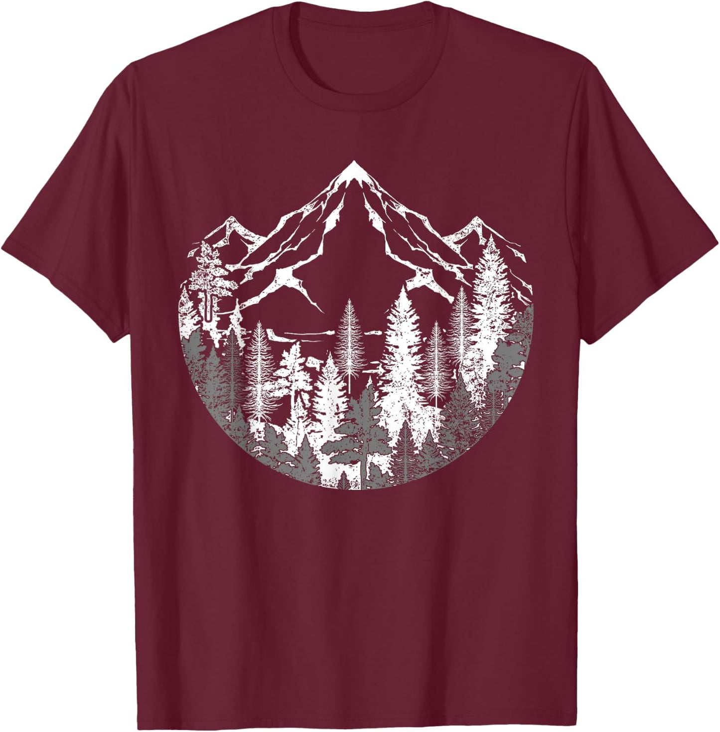 Wildlife Forest Hiking Mountains Outdoor Trees Nature Forest T-Shirt - T-Shirt | Maroon