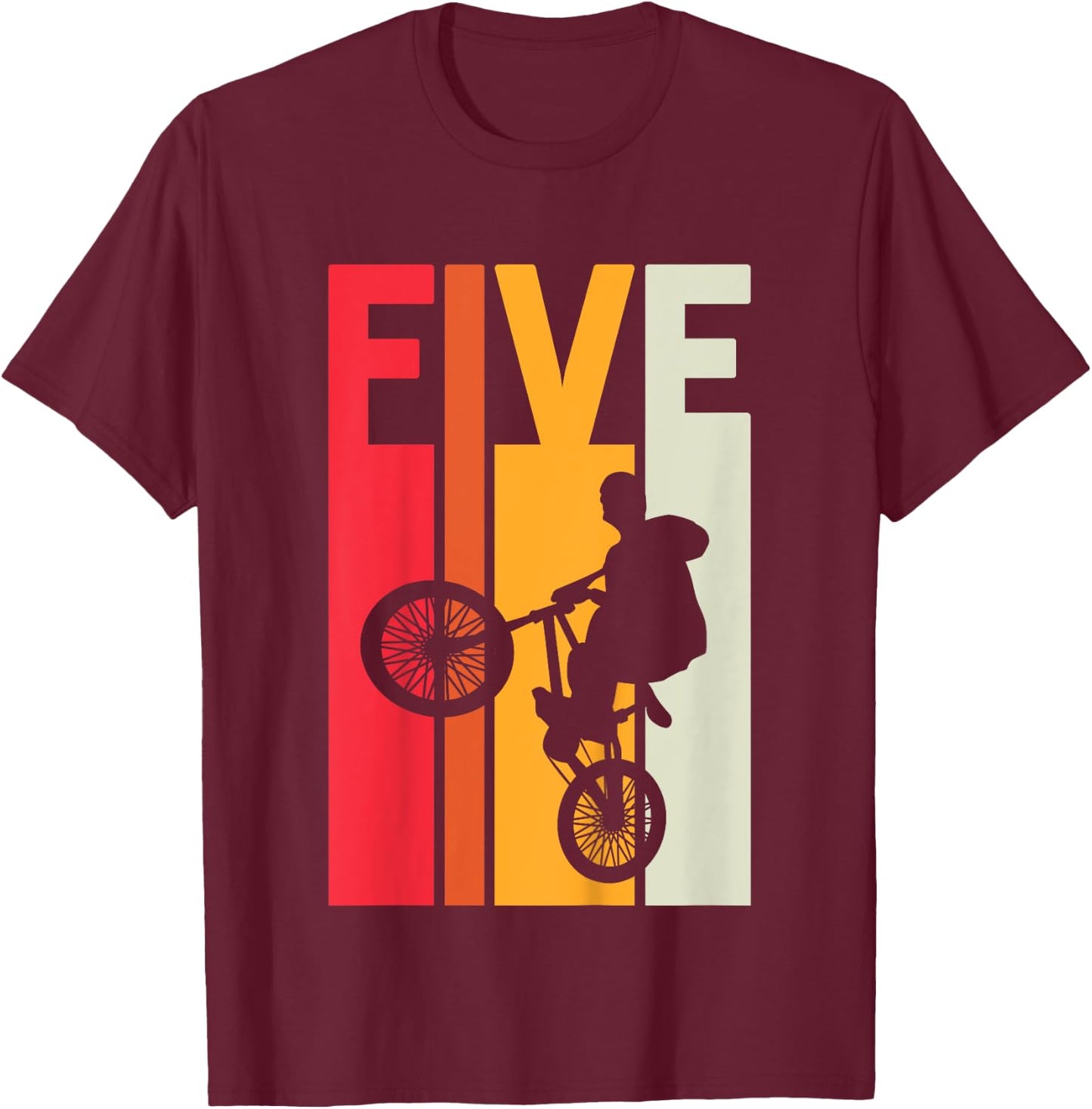 Kids 5 Year Old BMX Birthday Gift Party Boys Dirt Biking 5th T-Shirt - T-Shirt | Maroon