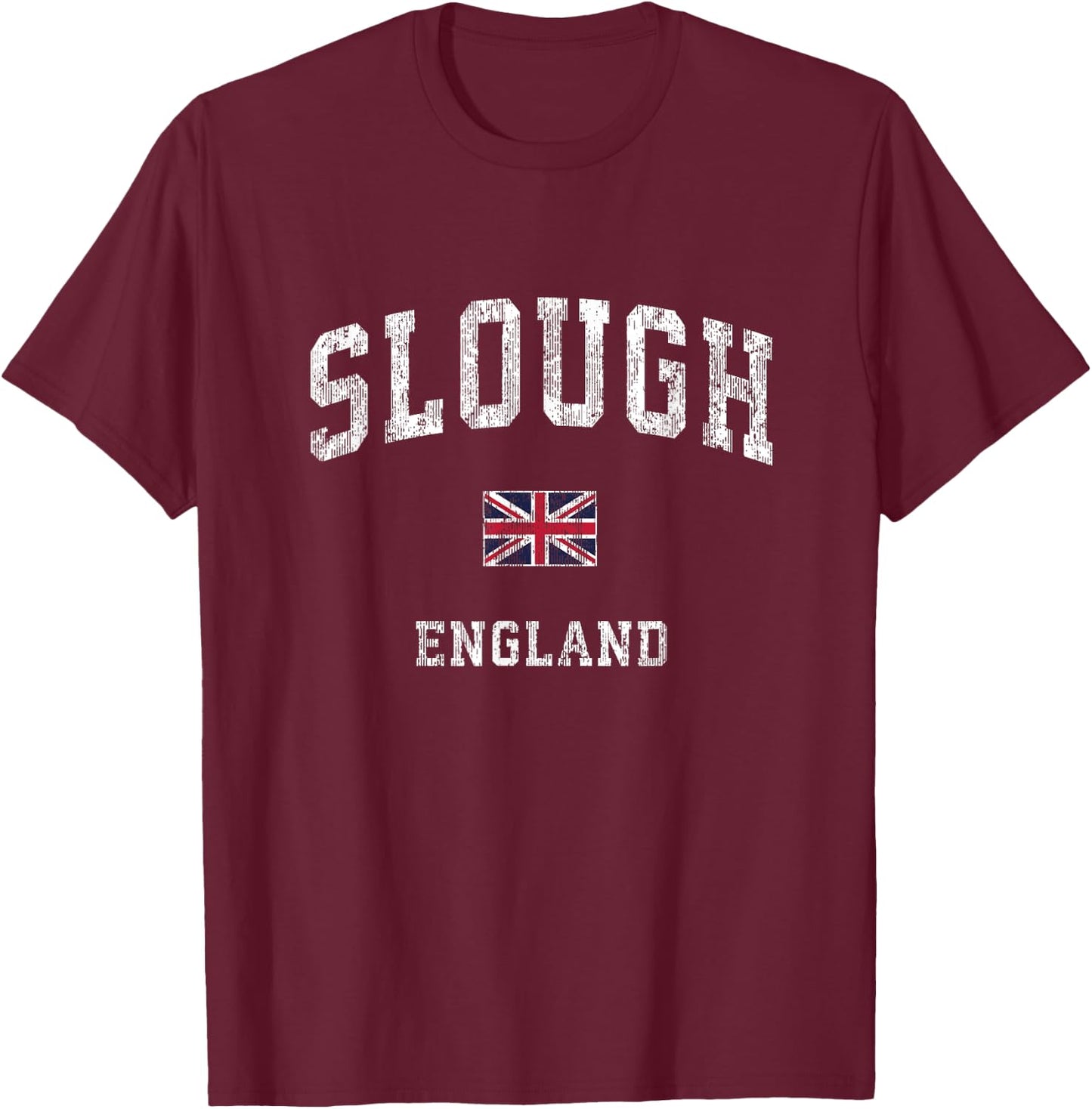 Slough England Vintage Athletic Sports Design T-Shirt - T-Shirt | Maroon