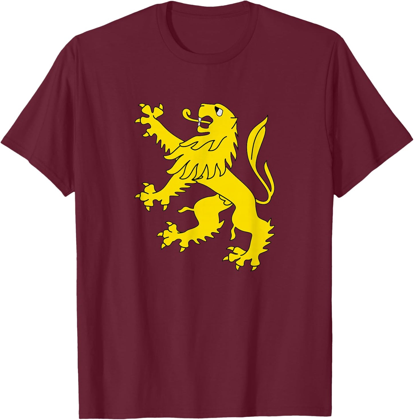 Gold Lion Rampant T-Shirt - T-Shirt | Maroon