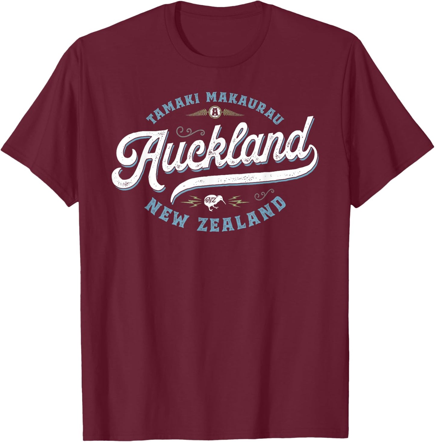 Auckland New Zealand - Vintage NZ Travel Souvenir Gift T-Shirt - T-Shirt | Maroon