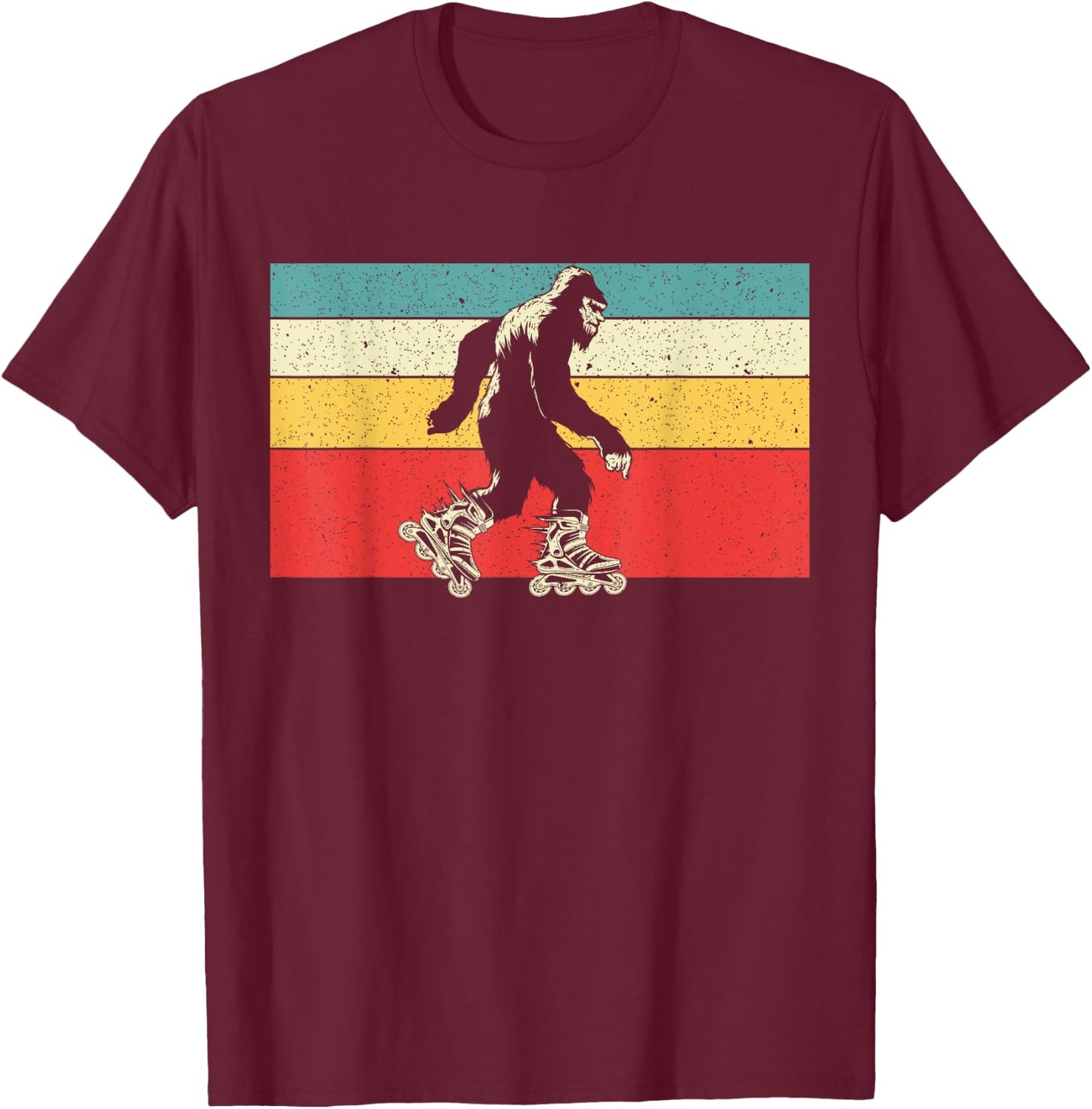 Bigfoot Roller Skater Skating Rollerblades Yeti Sasquatch T-Shirt - T-Shirt | Maroon