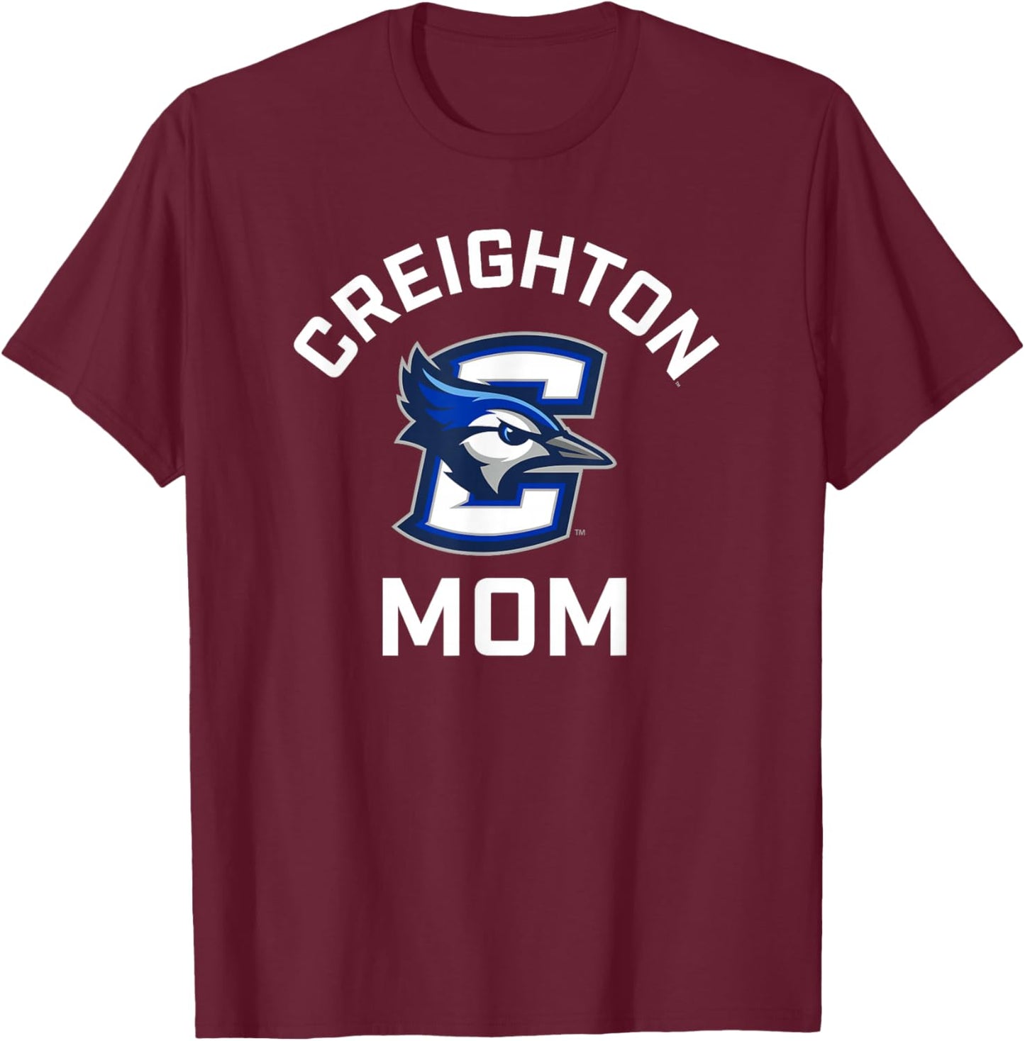 Creighton University Bluejays Arched Mom T-Shirt - T-Shirt | Maroon