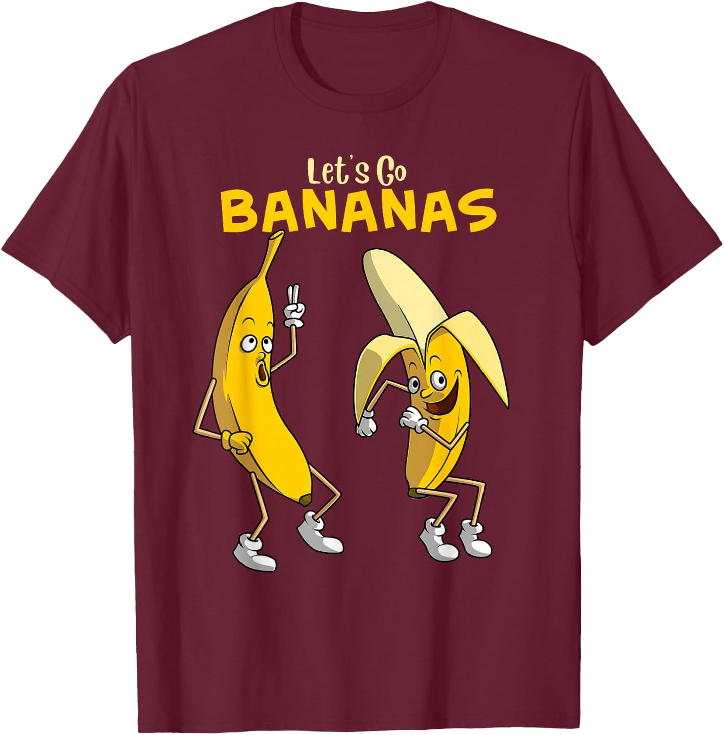Funny Let's Go Bananas Gift Kids Boys Girls Cute Fruit Dance Small T-Shirt - T-Shirt | Maroon