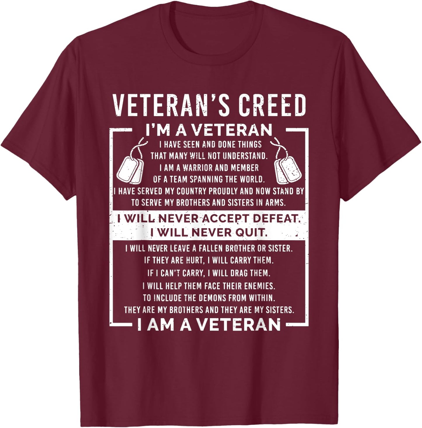 Veteran's creed Patriot War USA Oath Grandpa T-Shirt - T-Shirt | Maroon