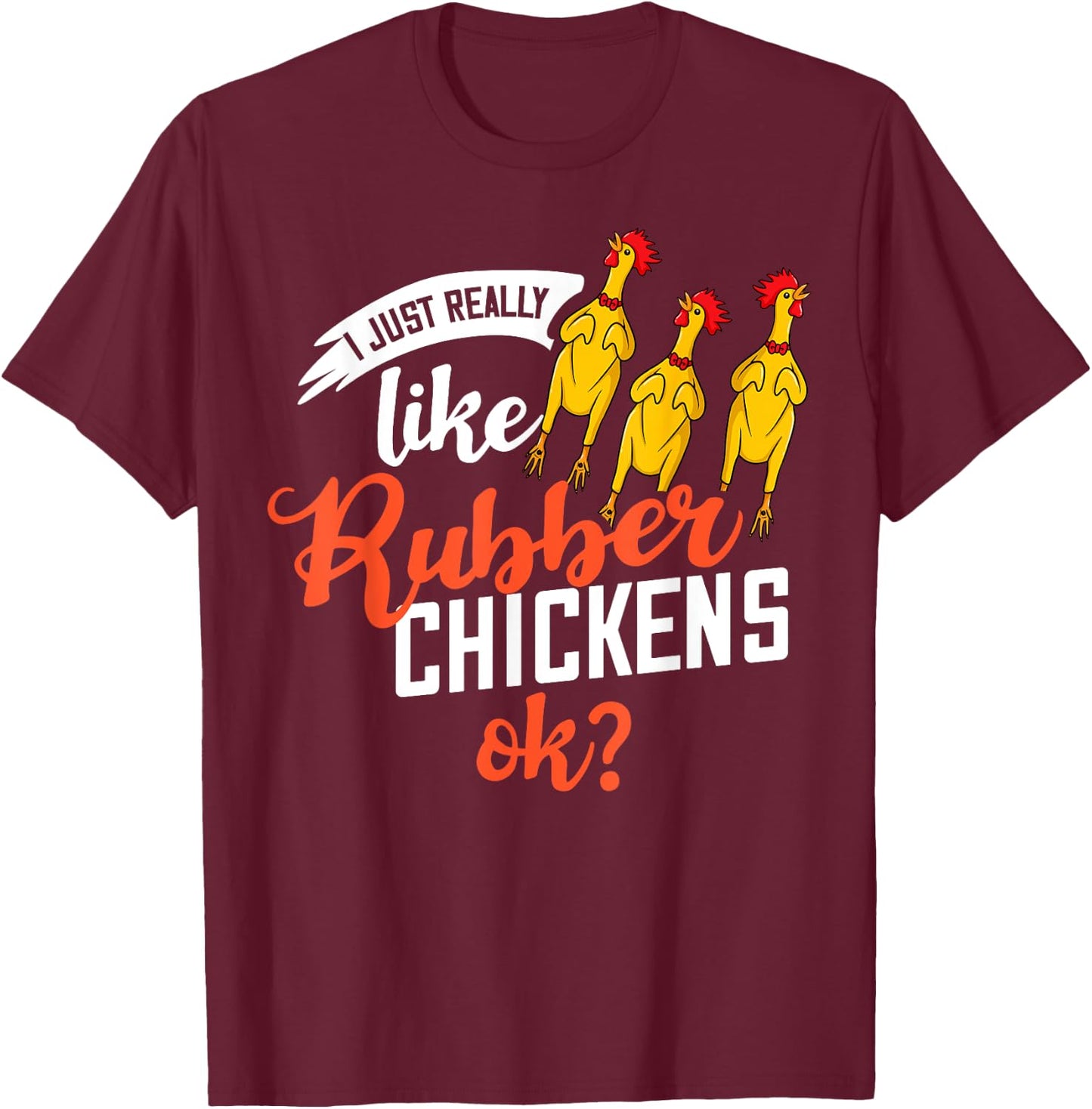 Rubber Chicken Screaming Costume T-Shirt - T-Shirt | Maroon