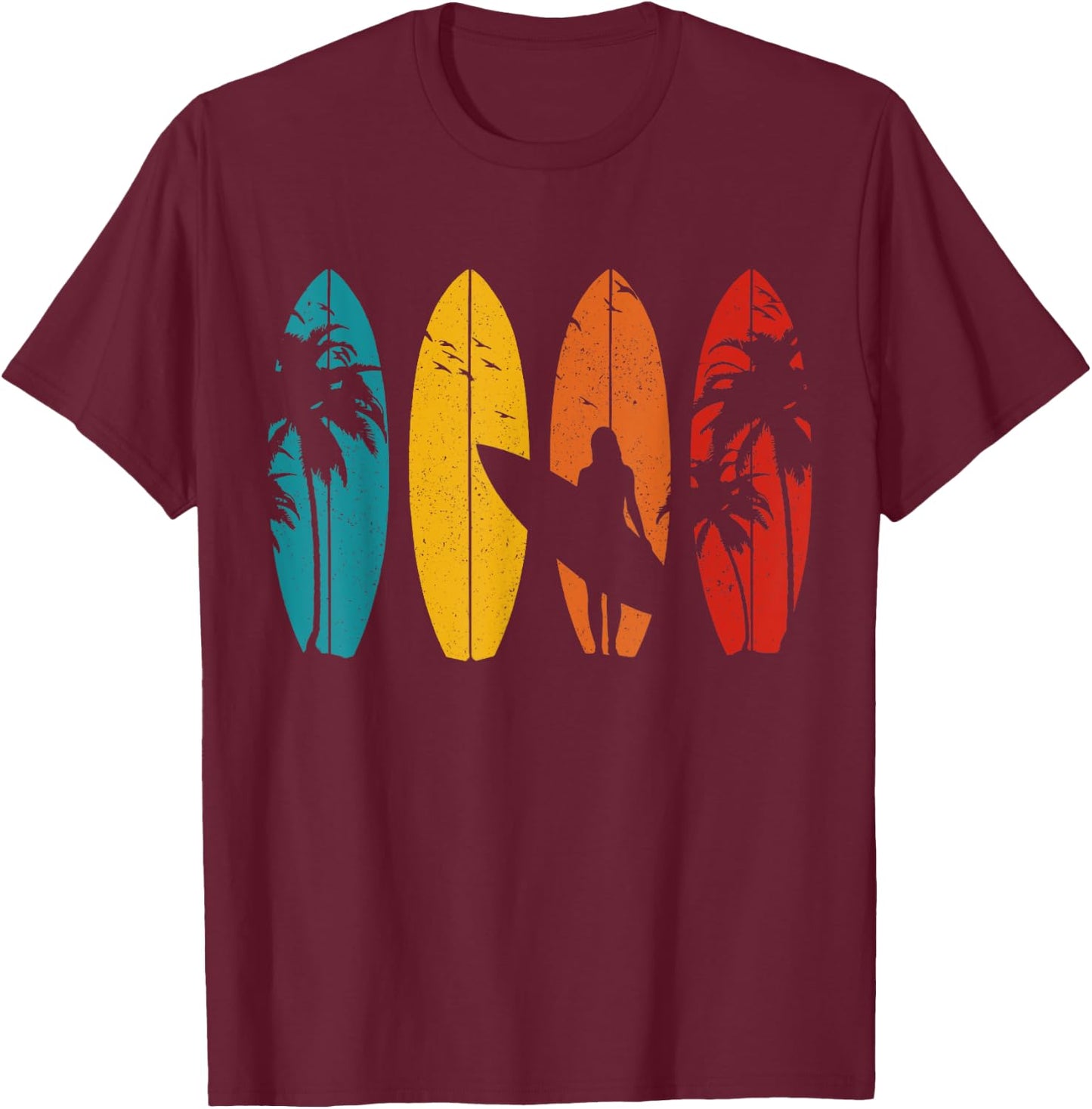 Surfer Vintage Surf Board Surfing Surfing Surfing Gift Women Girls Kids T-Shirt - T-Shirt | Maroon