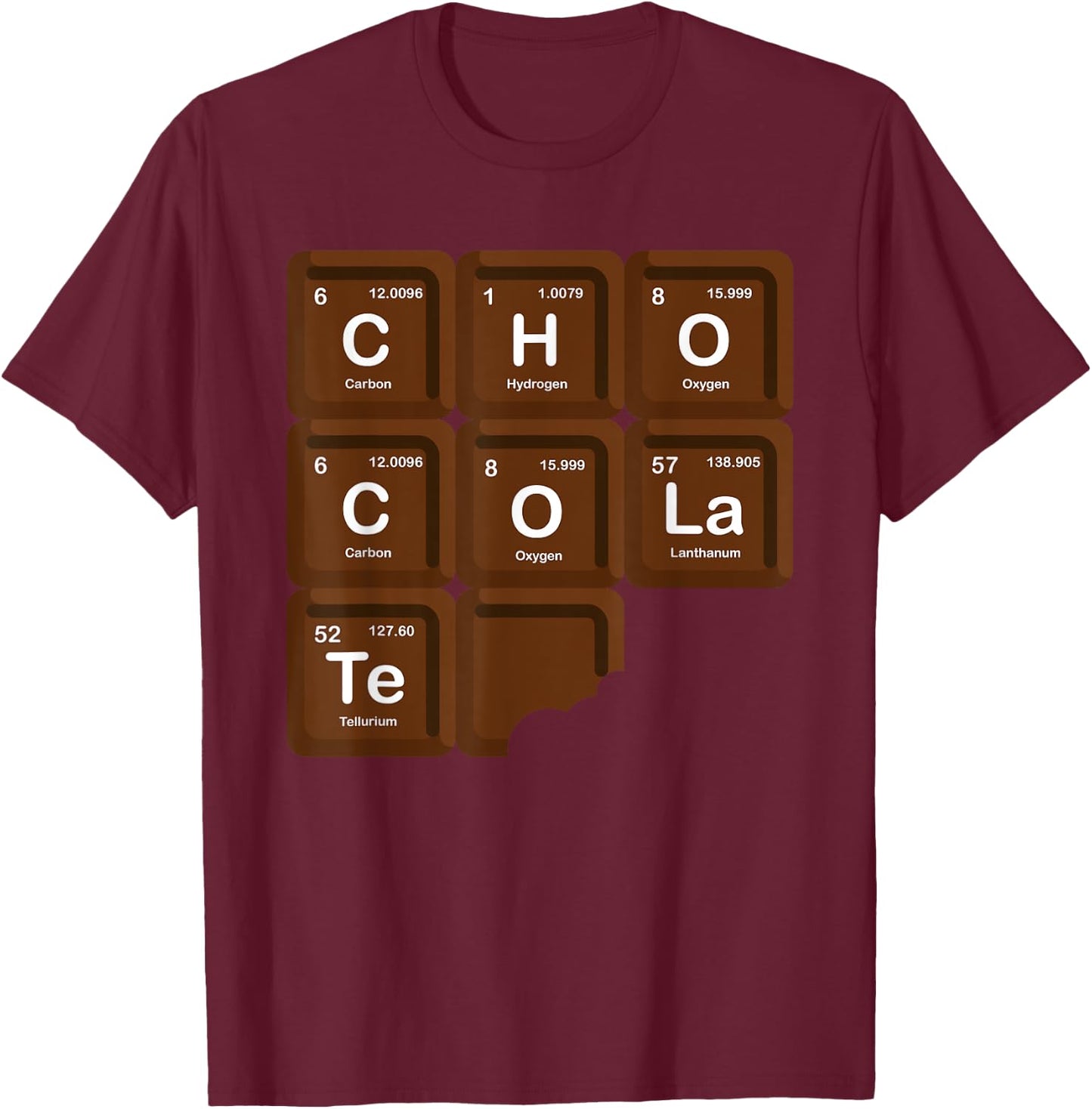 Funny Chocolate Periodic Table Of Elements Chemistry Lover T-Shirt - T-Shirt | Maroon