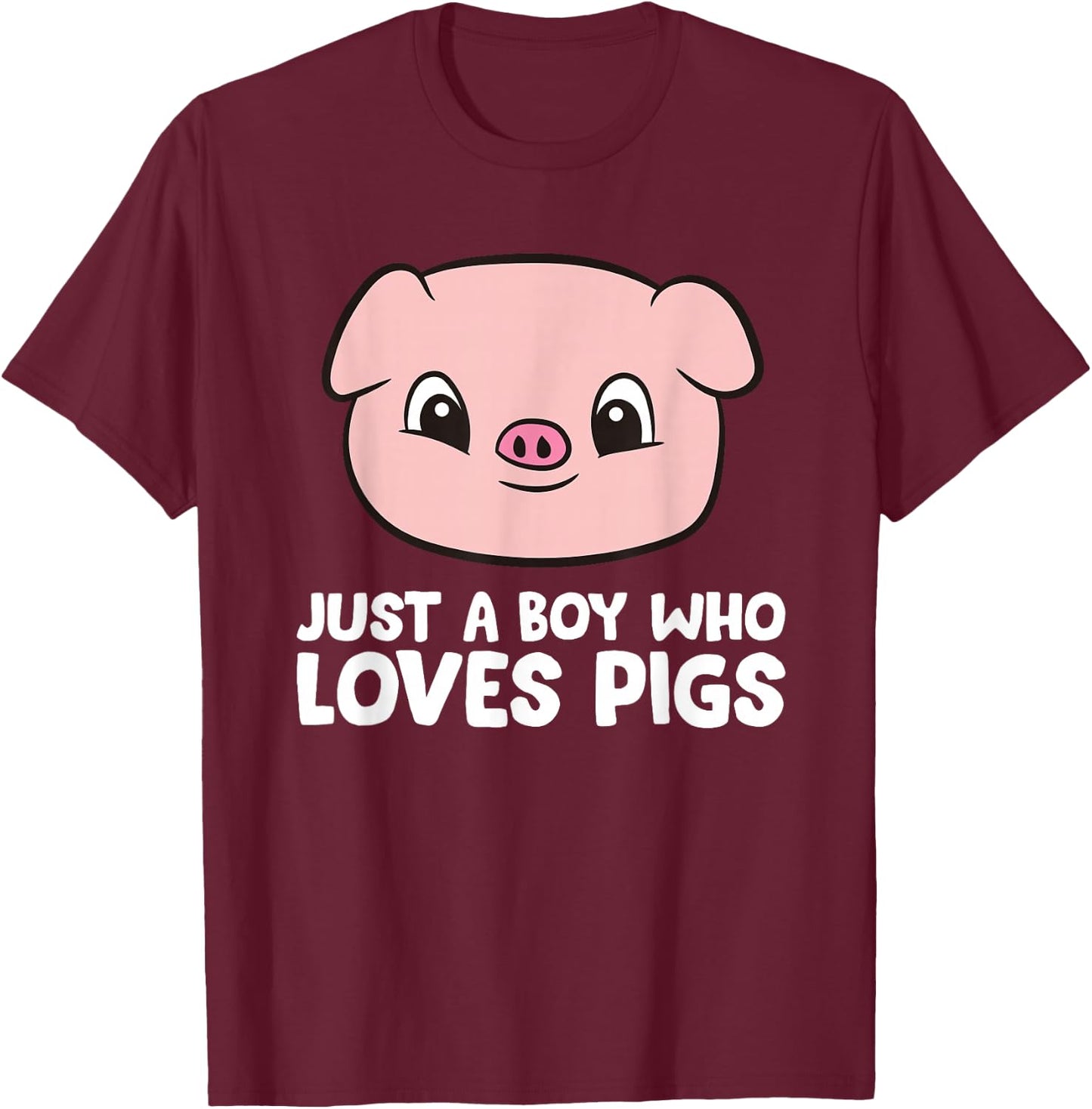 Pig Farmer Boy Just a Boy Who Loves Pigs T-Shirt - T-Shirt | Maroon