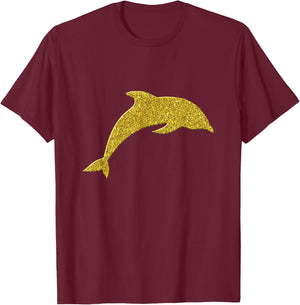 Dolphin Fish Vintage Golden Retro Symbol T-Shirt - T-Shirt | Maroon