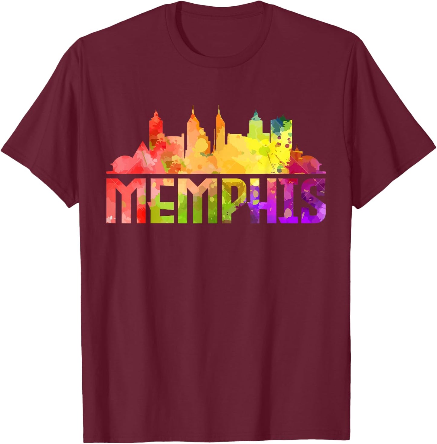 Memphis Skyline Tennessee Souvenir Gift T-Shirt - T-Shirt | Maroon