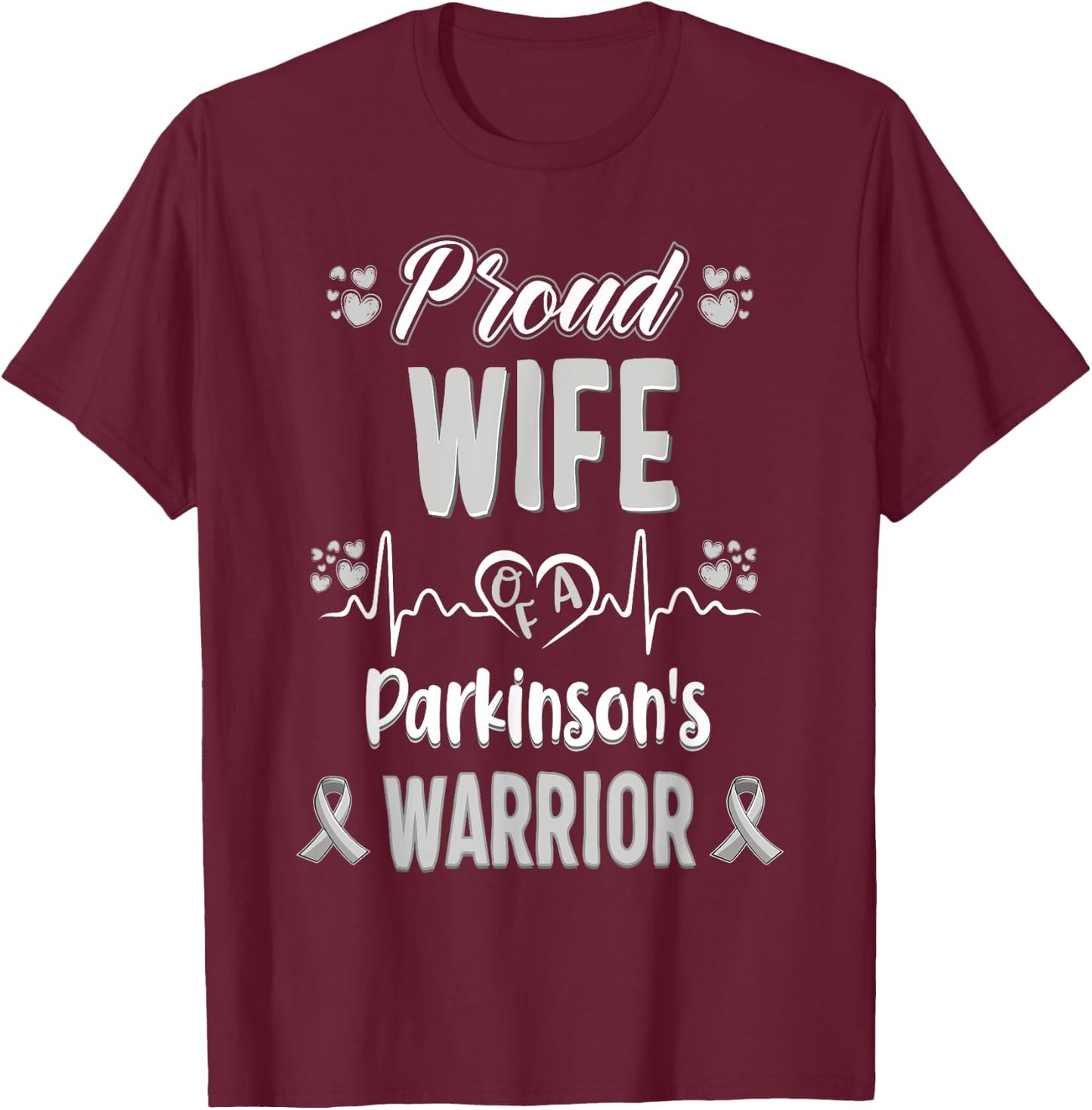 proud Wife Parkinson's disease warrior awareness ribbon T-Shirt - T-Shirt | Maroon