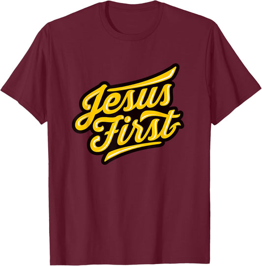 For a Biblical Marriage - Jesus First - Religious Christian T-Shirt - T-Shirt | Maroon