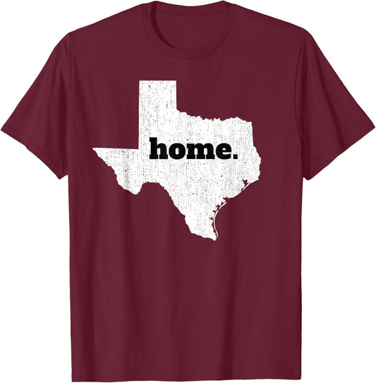 Texas Home State Map Pride T-Shirt - T-Shirt | Maroon