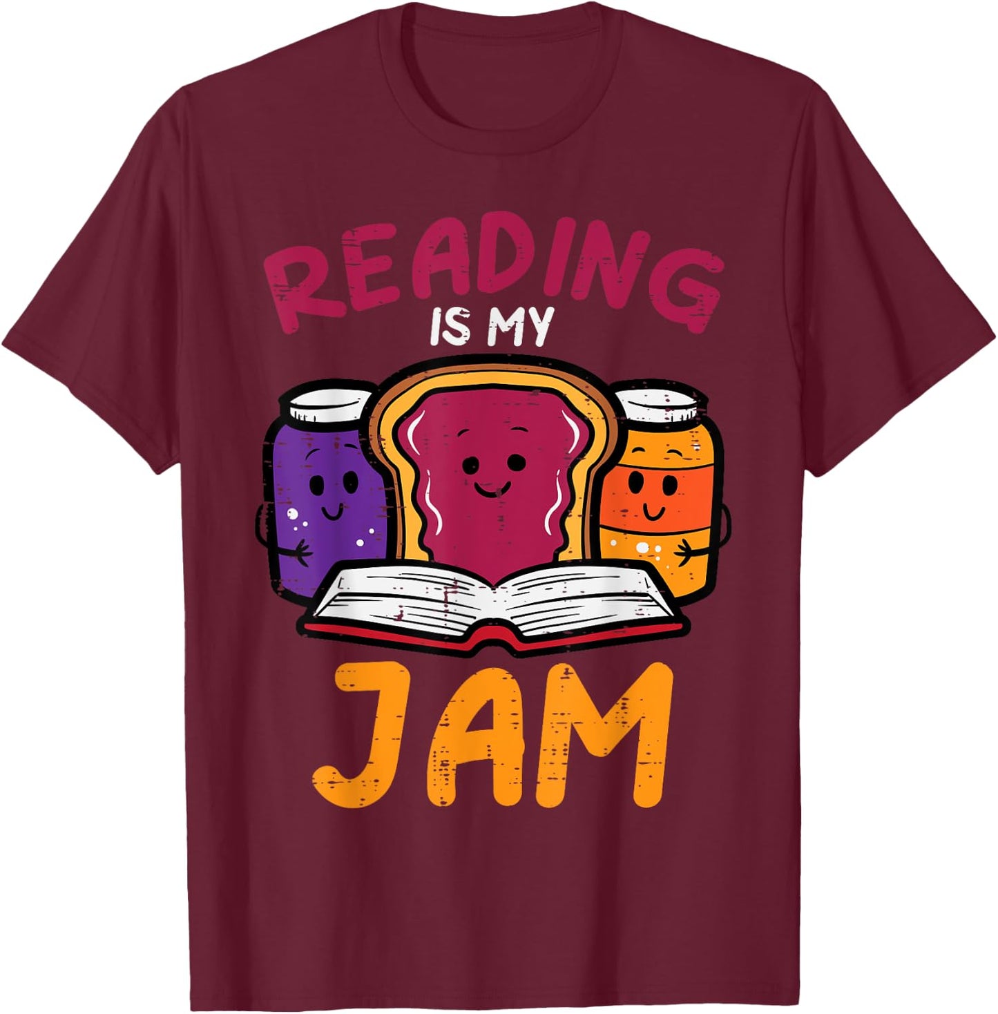 Reading My Jam Read Reading Book Librarian Men Women Kids T-Shirt - T-Shirt | Maroon