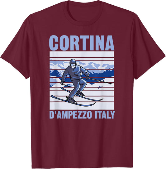 Cortina d'Ampezzo Italy Ski T-Shirt - T-Shirt | Maroon