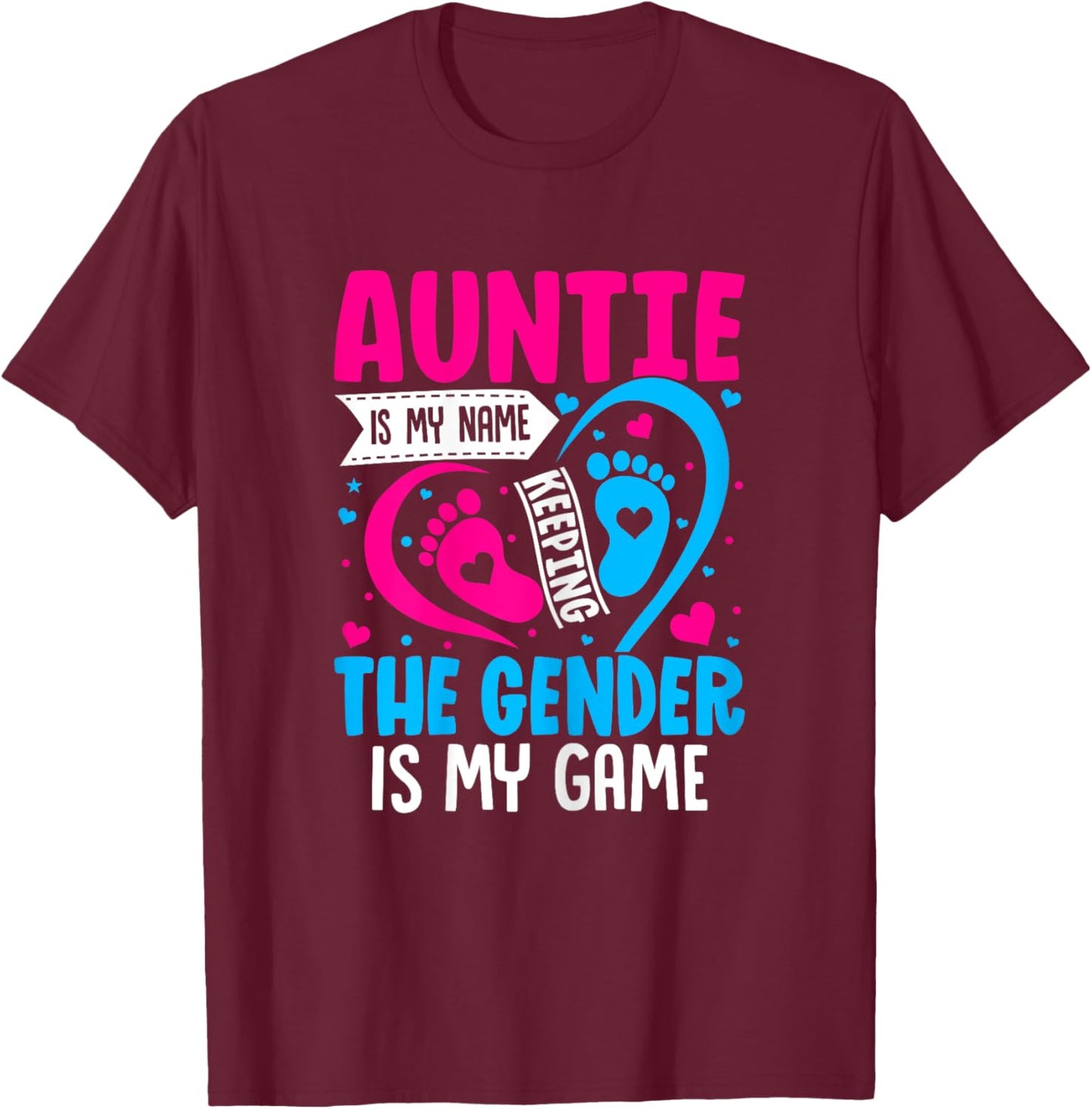 Gender Reveal Art Idea for a Keeper of the Gender Aunt T-Shirt - T-Shirt | Maroon