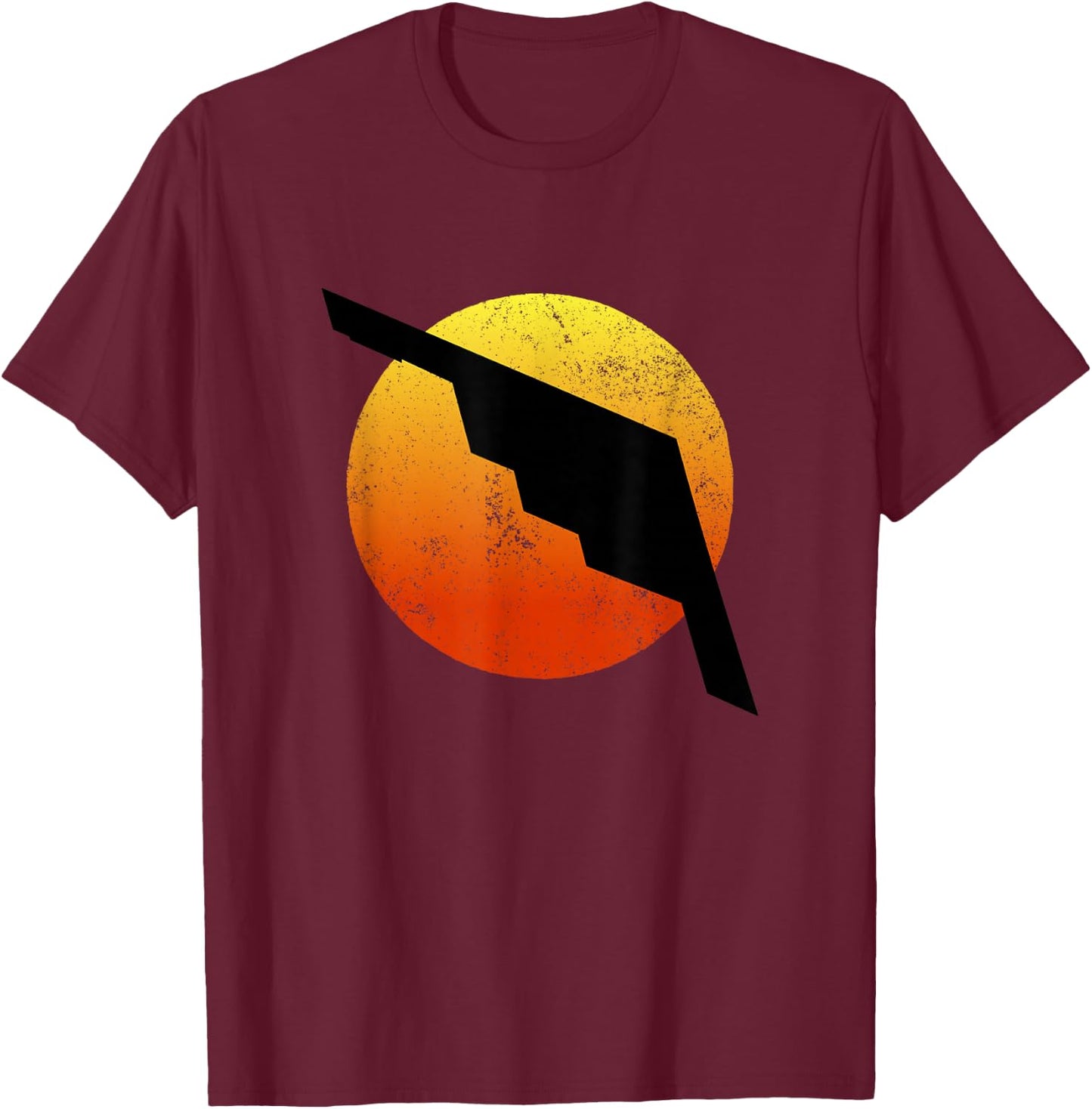 B-2 Bomber Silhouette Sunset Military Airplane Stealth B2 T-Shirt - T-Shirt | Maroon